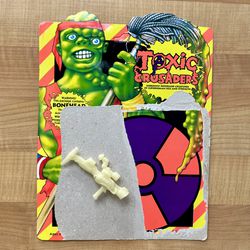 1990 Playmates Toxic Crusaders Bonehead Action Figure Acid Rain Maker Accessory And Card Back
