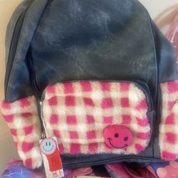 Pink Happy Face Book Bag