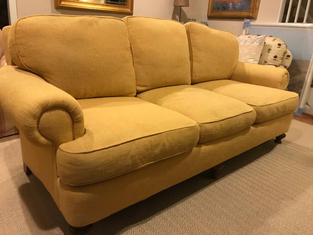 Yellow 3 Seat Couch- Kings Road Collection by Taylor King 84”x40”x36.5”
