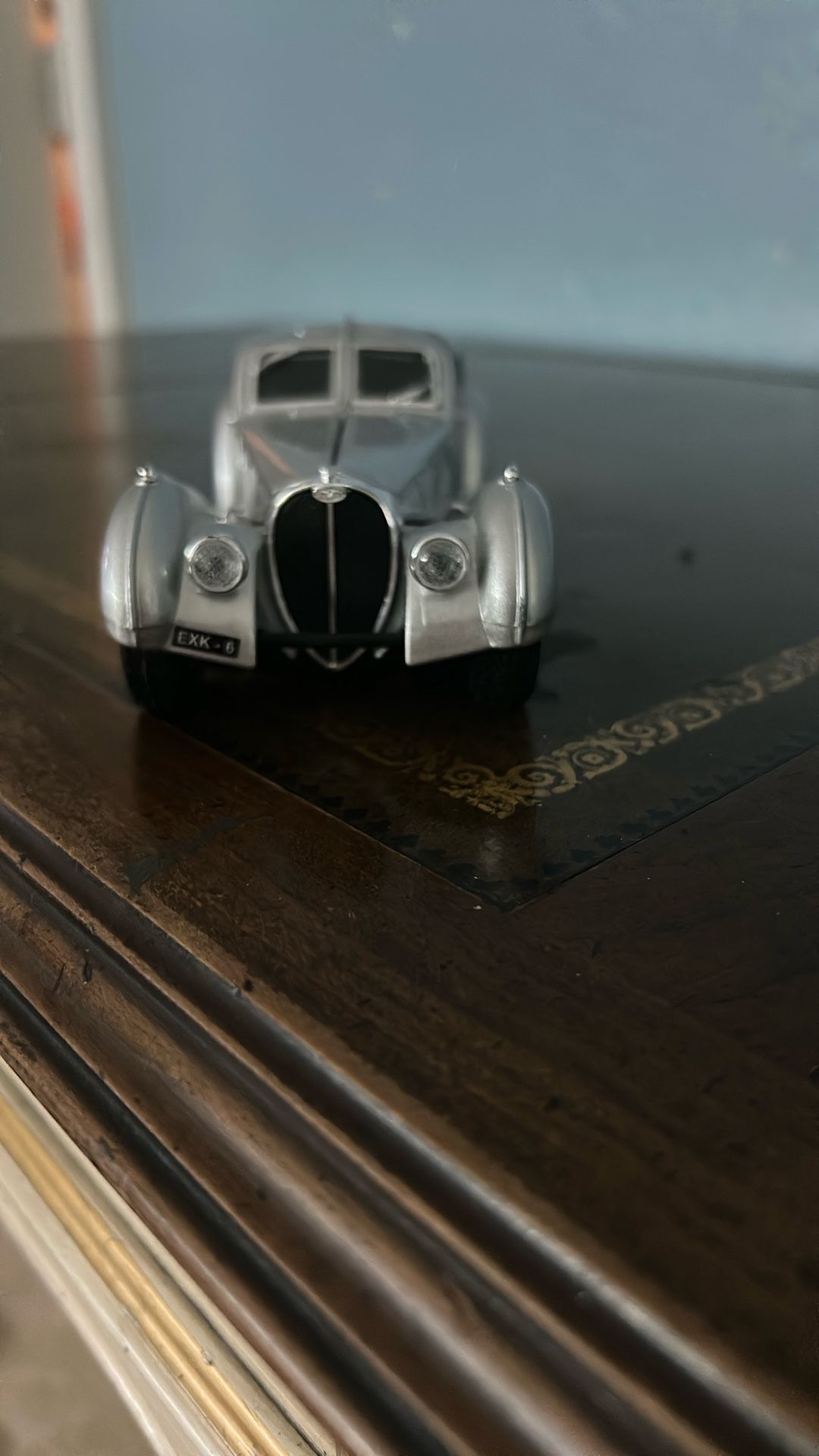 Vintage Silver Bugatti Collectible Car