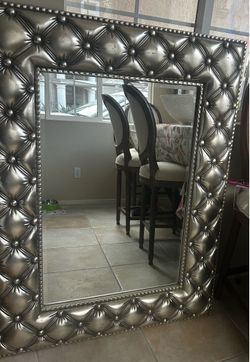 Silver Tufted Mirror