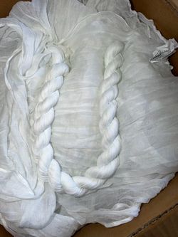 White Cheesecloth Fabric with Twisted Rope Detail