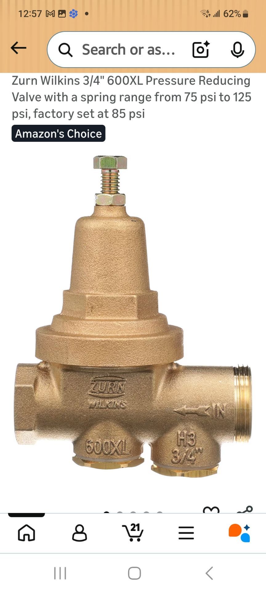 Water pressure regulators 1" & 3/4