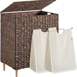 New Laundry Hamper 2 Sections, 34.3 Gal Wicker -FREE 🎁 with purchase-