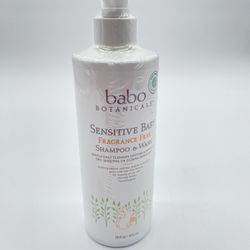 Babo Botanicals Sensitive Baby Fragrance-Free 2-in-1 Shampoo & Wash - with Natural Oat Protein, Shea & Cocoa Butter - EWG Verified & Hypoallergenic - 