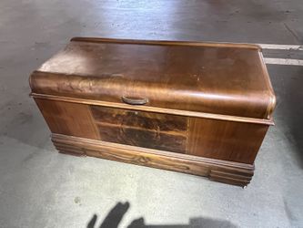 Vintage 1930’s Art Deco Cedar Wood Chest + Waterfall Edge