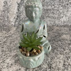 Small Buddah Statue Zen With Plant 