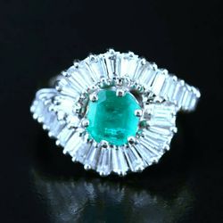 14K 1.10 CT Emerald and 1.50 CTW Diamond Ring