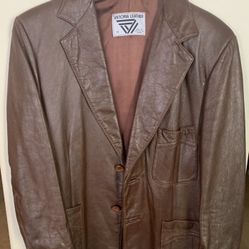 Men’s Vintage Brown Leather Jacket by Victoria Leather Sz. 40. From 60s -70s