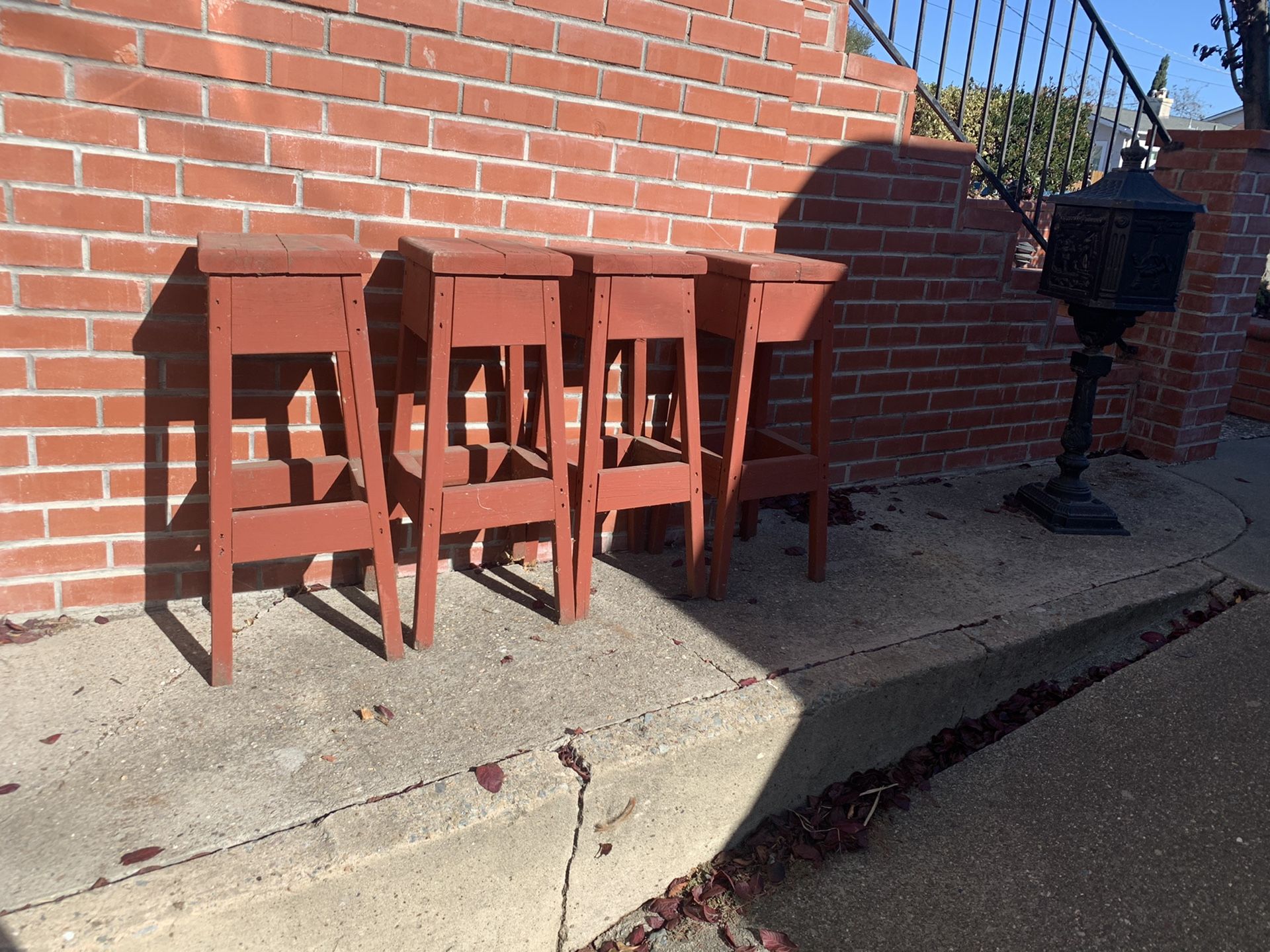 Outside wood bar stools (4)