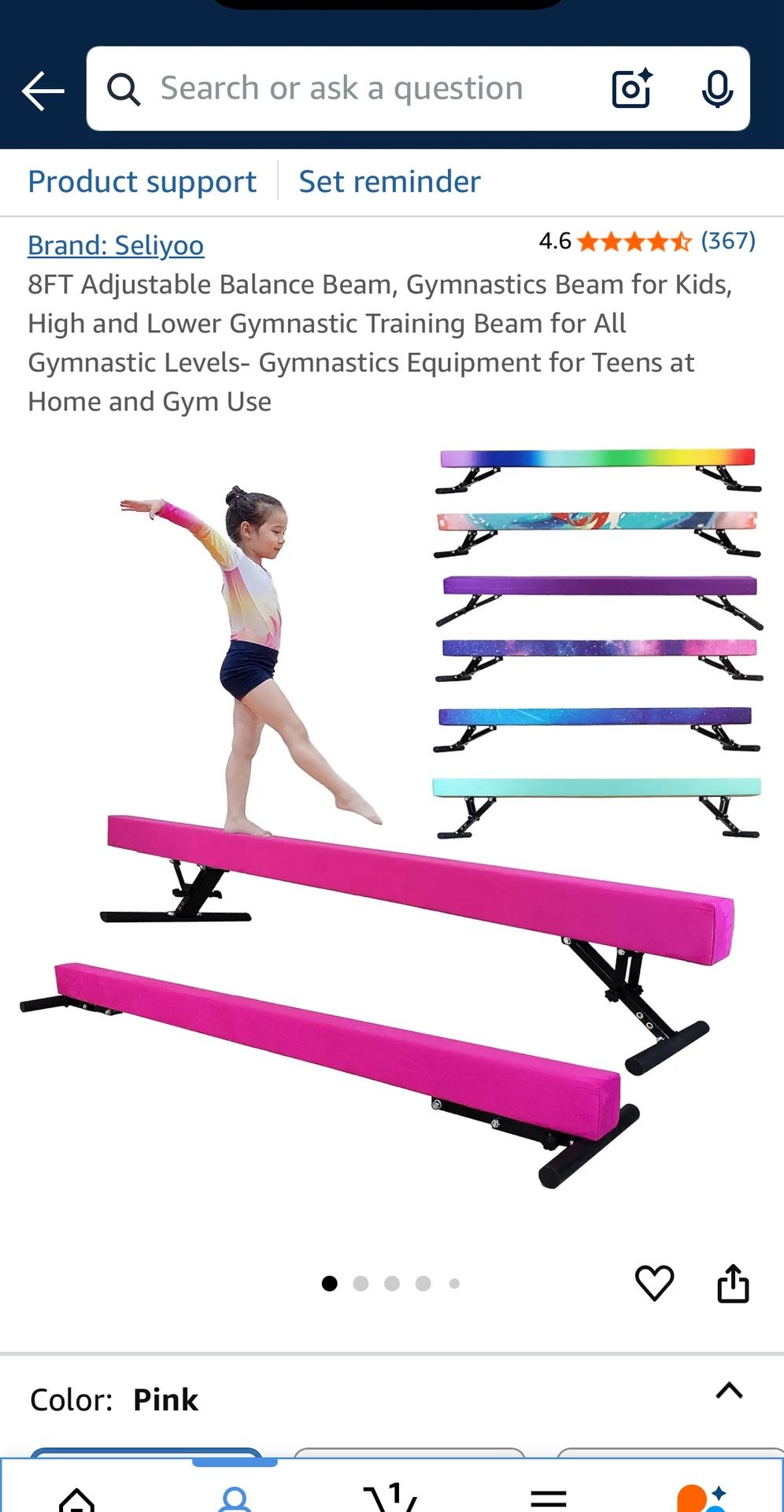 8ft Pink Balance Beam