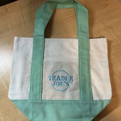 Green trader Joe's mini canvas tote