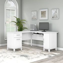 Lark Manor "Ketcham Chase" / Gracie Oaks "Magomed Chase" L-Shape Executive Desk — White