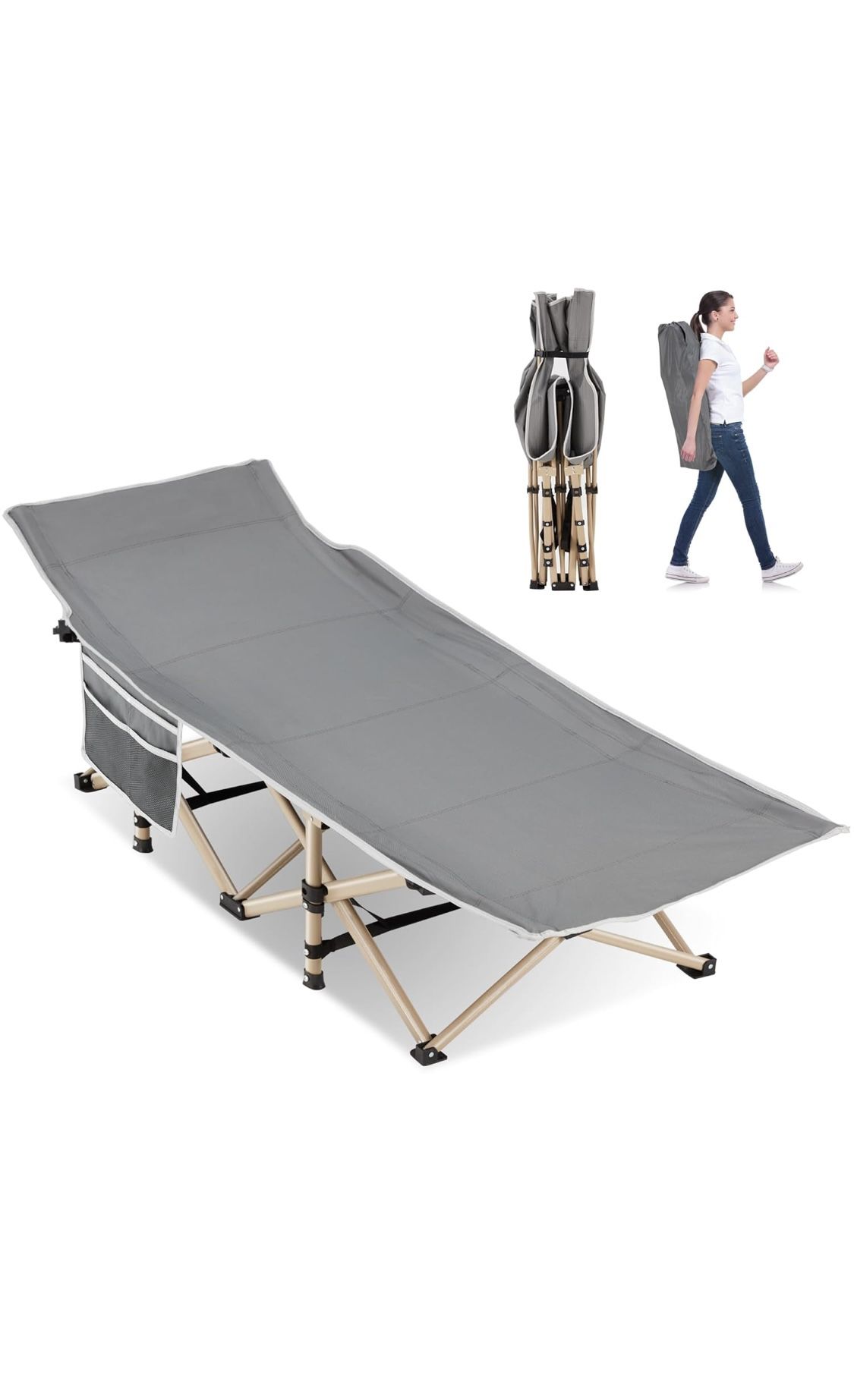 Folding Camping Cot for Sleeping, Portable Cots for Adults, Heavy Duty Cot Bed for Outdoor