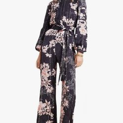 Anthropologie Harlyn Audria Jacquard Jumpsuit size Medium 