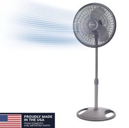 16 in. 3-Speed Oscillating Pedestal Fan for Home in Gray with $37.99 $19.18 Adjustable Height, Tilt Back Head and Easy Assembly