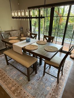 Dining table with chairs & bench