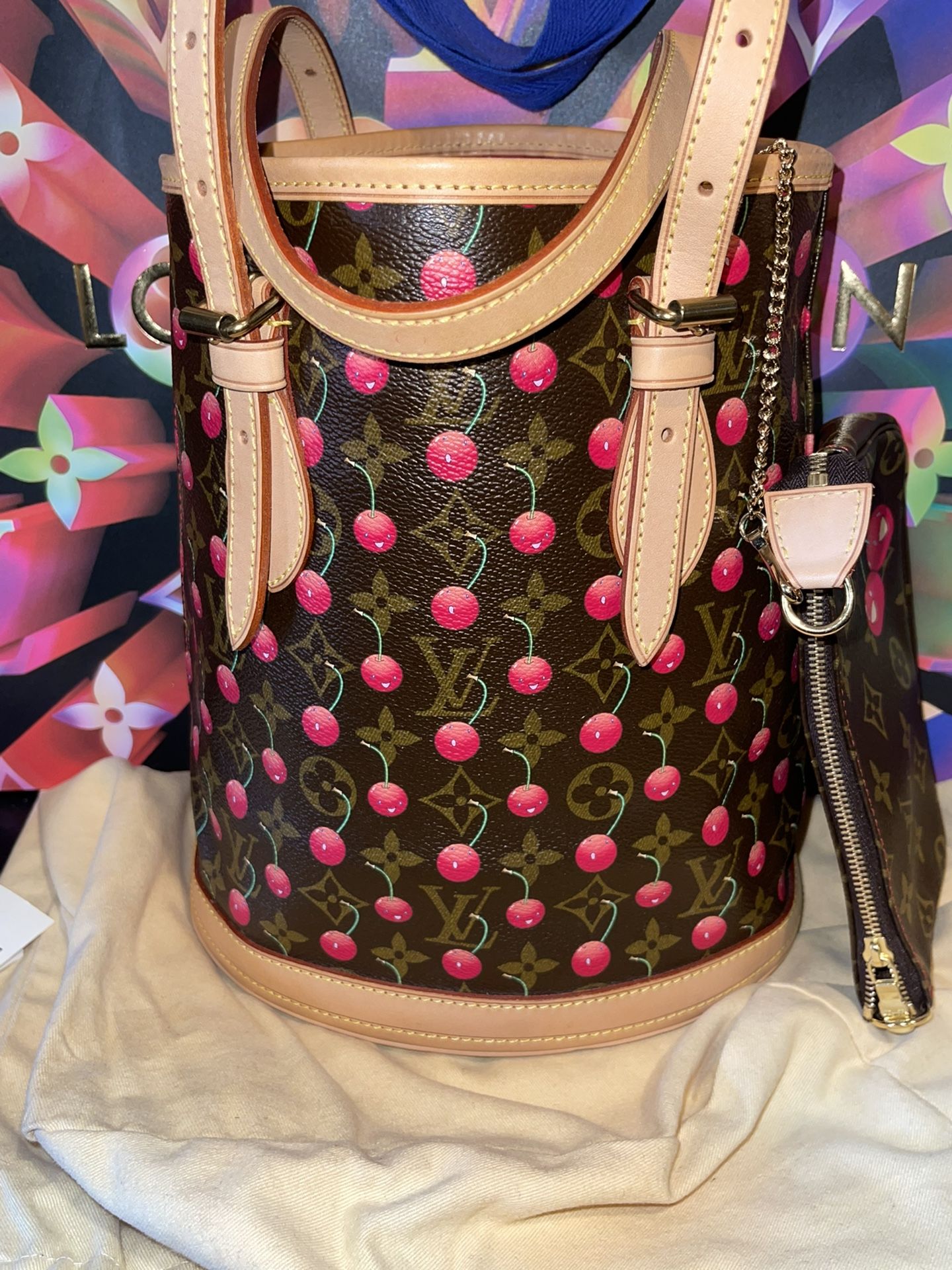 Louis Vuitton x Murakami - Bucket Bag - Monogram Cerises - Cherry Print - Pre Loved