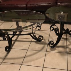 Iron Tables Glass Top Set Of 2