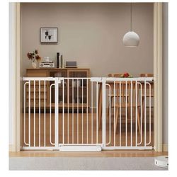 Extra Wide Baby Gate with Door 53.4-62 Inch Pressure Mounted, Auto Close Child Pet Gate