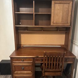 Large Desk With Hutch And Chair/ Real Wood