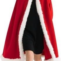 Like New Adult Children Christmas Santa Robe Cape Velvet Red Hooded Cloak Party Halloween Costume Masquerade Cape