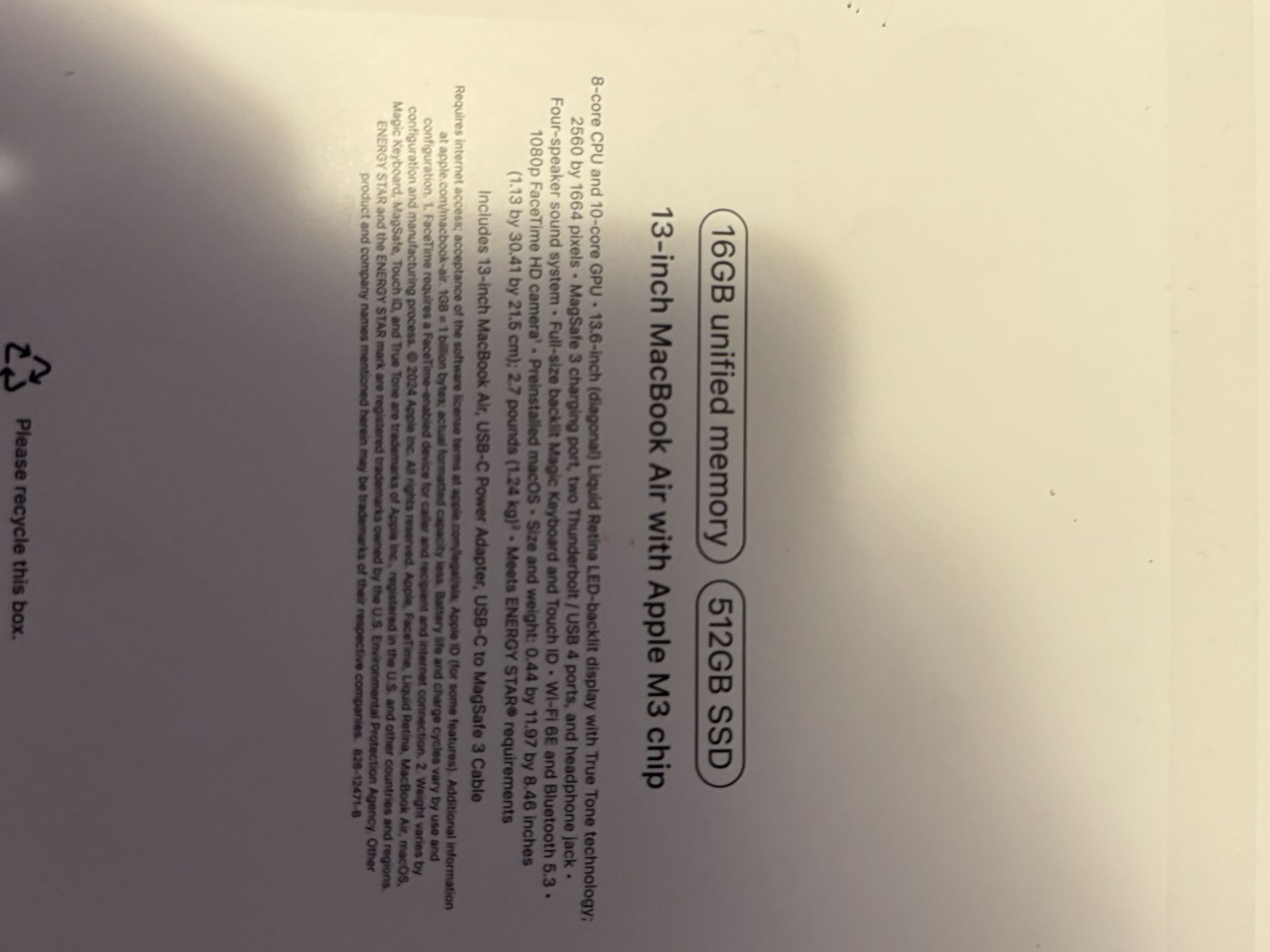 Mac Book 13" M3 Chip 512GB