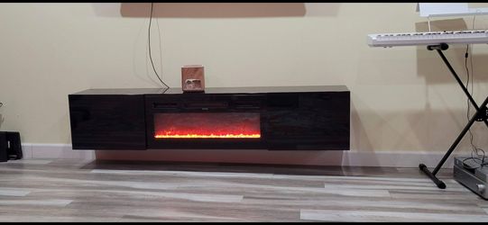 70" Floating TV Stand with 36" Electric Fireplace,