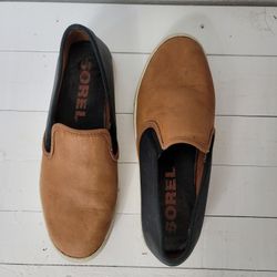 Sorel Campsneak Slip On Sneakers Womens 8,5 Black Brown Casual Shoes