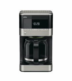 Braun BrewSense 12-Cup Drip Coffee Maker w/ 24 Hour Timer, 2 Brew Styles Smart Cleaning Features, Anti-Drip System, 1-4 Cup Sizing, Bold and Regular S