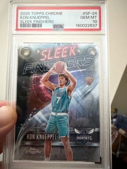 2025 Topps Chrome Kon Knueppel Sleek Finishers (RC) card #SF-24 in a PSA gem mint 10!