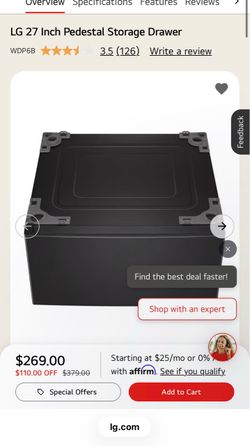 (2) LG 27 Inch Pedestal Storage Drawer