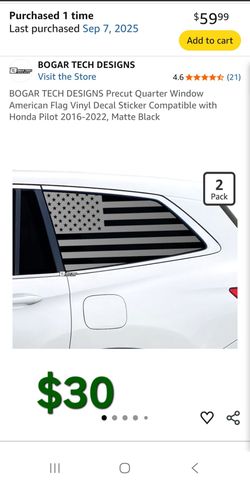 Vinyl window flag for 16-22 Honda Pilot