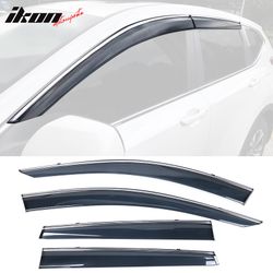 Fits 2017-2022 Honda CRV Window Visors w/ Chrome Trim Polycarbonate 4Pc Set