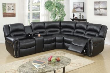 New! Black Leather Theater Recline Motion Sectional (NO CREDIT CHECK FINANCING AVAILABLE)