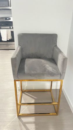 2 Grey Velvet Bar Stools