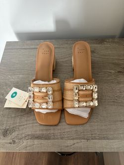 Open-toed Chunky Heels - Size 8