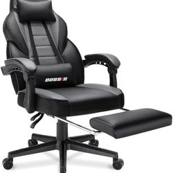 Gaming Chair with Massage, Ergonomic Heavy Duty Design with Footrest and Lumbar Support, Large Size Cushion High Back Office Chair, Big and Tall Gamin