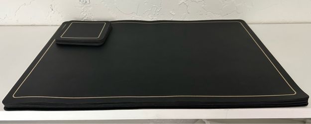 Black faux leather Placemats and Coasters Set