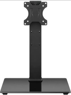 WKWKER Universal TV Stand for 13-32inch LED LCD Table Top Television Stand with 45 Degree Height Adjustable Swivel TV Stand Mount with Tempered Glass 