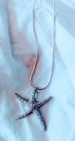 Beautiful Sterling. 925 silver star fish pendant and chain