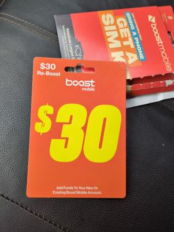 $30 Boost Mobile Card Re-Boost For $20