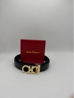 Ferragamo Belt Gold Buckle Black Leather With Box. ✅ Sizes 32-34-36-38-40  High-quality black leather belt with a sleek gold buckle. Modern and versat