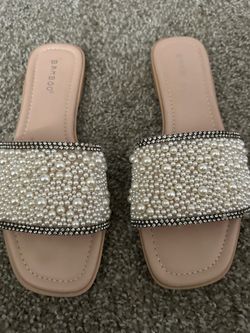 Women’s pearl and rhinestone slides