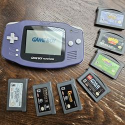 Nintendo Game Boy Advance AGB-001 Indigo Blue Console  & 7 Games Bundle WORKS