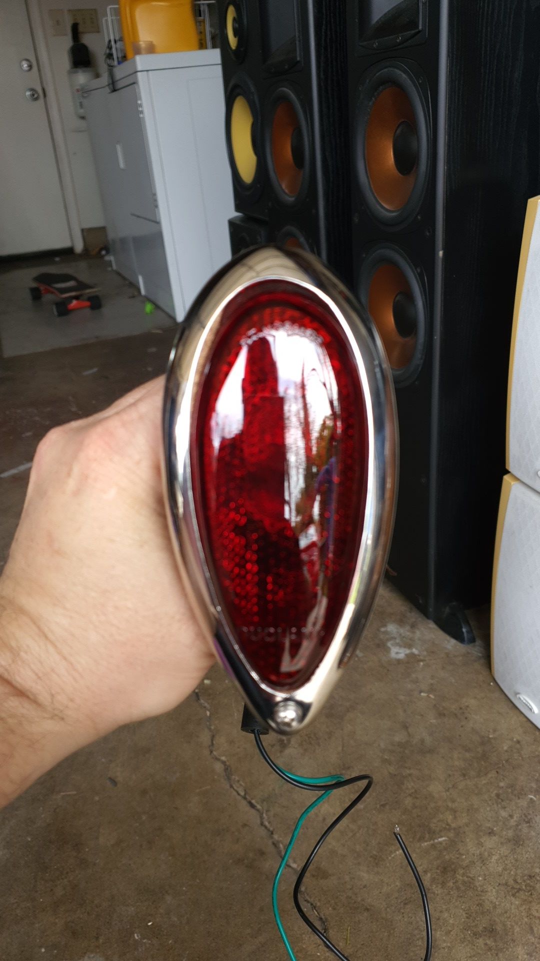 Teardrop break light for motorcycle.