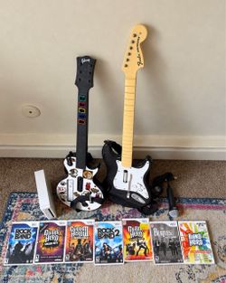 Nintendo Wii + Guitar Hero / Rock Band Bundle