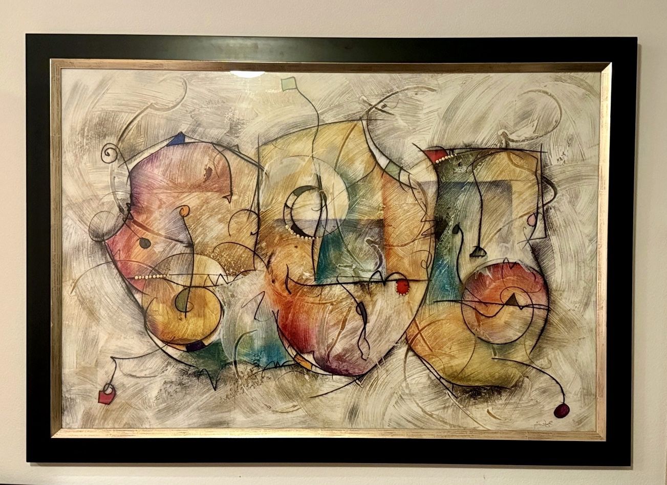 3-Piece Framed Abstract Musical Art Set – Perfect for Home Staging