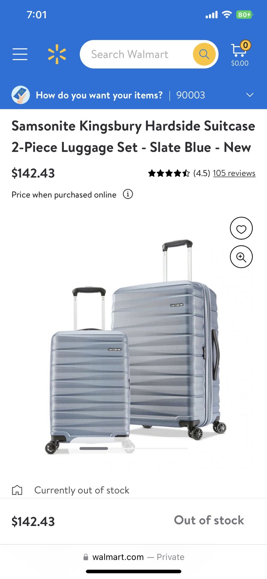 Samsonite Kingsbury Hardside Suitcase 2-Piece Luggage Set - Slate Blue