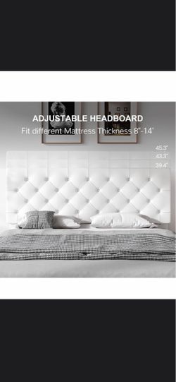 White Tufted Adjustable Headboard
